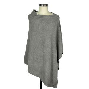 BAREFOOT DREAMS Gray Cozychic Knit Asymmetrical Poncho Women's One Size‎